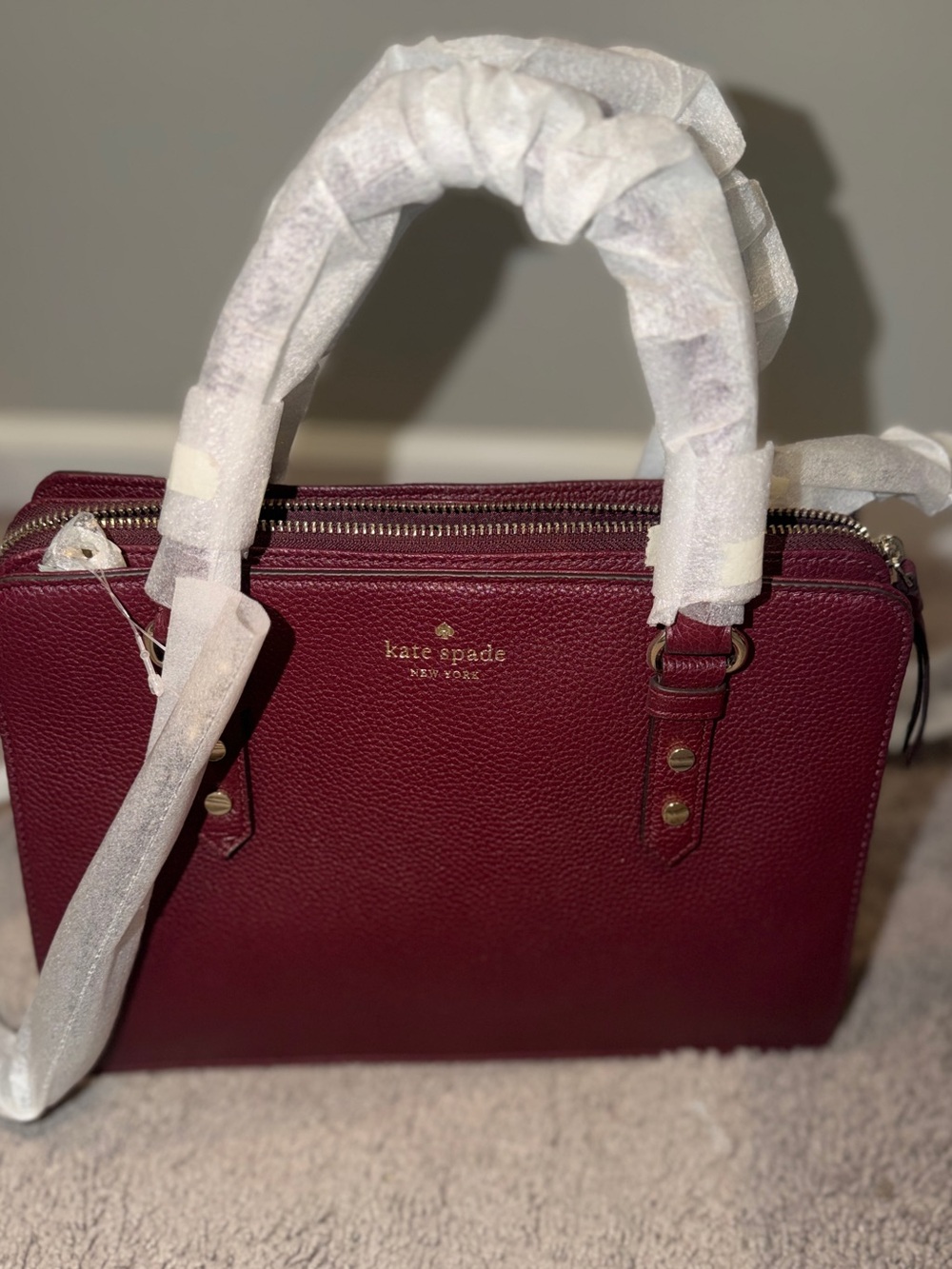 NWT Kate Spade Mulberry Street Lise Satchel WKRU4002 Cherrywood Leather Crossbod